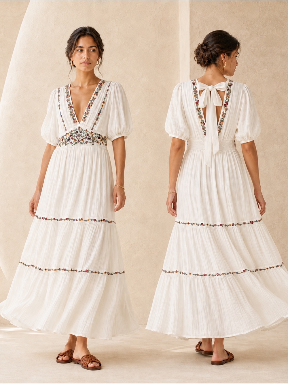 Baltic Born Romantic Floral Embroidered Lined Maxi Dress Size M